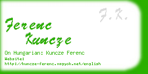 ferenc kuncze business card